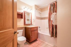a bathroom with a toilet and a tub and a sink at Copper Springs Lodge 426 in Copper Mountain