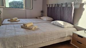 a bedroom with two beds with towels on them at Maison Cistaredda in Sotta +7 photos