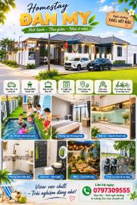 a collage of photos of a house at Homestay ĐAN MY 2 in Trung Nghĩa