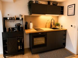 eine Küche mit Spüle und Arbeitsplatte in der Unterkunft Wellness Appartement Eifelglück in Pelm