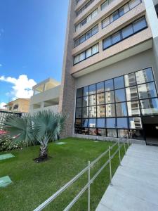 a building with a palm tree in front of it at Apartamento Max Derby Boulevard in Recife
