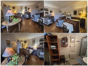 four pictures of a living room and a dining room at Ma Guitoune in Grenoble