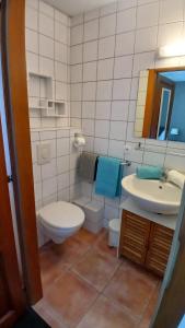 a bathroom with a toilet and a sink at Les2Châteaux in Windstein +23 photos