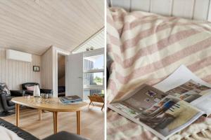 two images of a living room with a couch and a table at 402-Harboore-Flyvholmvej-23 in Harboør