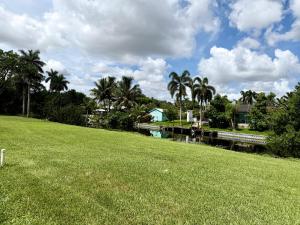 a grass field with a river and palm trees at 2 bed peaceful, lakeview studio NO FEES in Atlantis