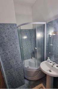 a bathroom with a shower and a sink at Enjoy Eden in Constanţa