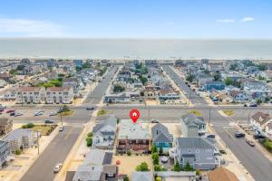 an aerial view of a town with a stop sign at Between Tides 3BR Walk to Beach Unit D in Seaside Park