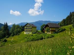 a group of houses on a hill in a field at RABENSTEINER - Panorama Apartments - Bad Kleinkirchheim in Bad Kleinkirchheim