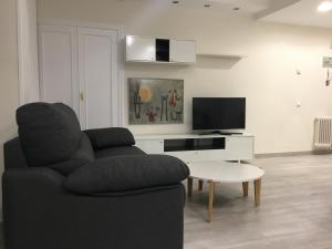 ログローニョにあるApartamento Gran Via Logroñoのリビングルーム(ソファ、テレビ付)