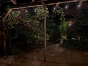 a pole in the middle of a garden at night at Chlum 1 in Chlum