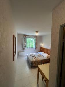 a bedroom with a bed and a window at Auberge du Coustet in Saint-Léger +28 photos