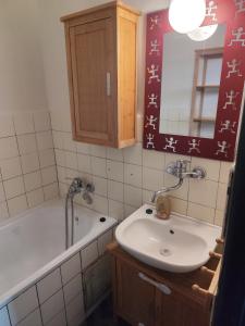 a bathroom with a sink and a bath tub at Apartman Elizabeth in Pardubice +15 photos