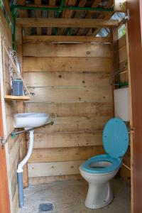a bathroom with a toilet and a sink at Divlji Mir in Dobro Polje