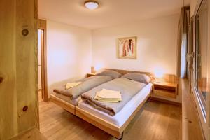 a bedroom with a large bed in a room at Chesa Munteratsch 2-Zimmerwohnung 101 Typ E in Silvaplana