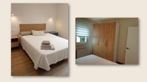 two pictures of a bedroom with a bed and a window at Sweet Hill Bilbao in Bilbao