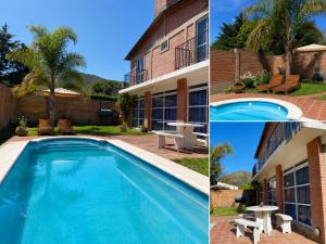 a collage of photos of a swimming pool and a house at Casa de vacaciones Naty in Villa Carlos Paz