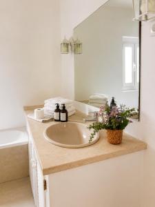 a bathroom with a sink and a mirror at Sintra Center Guest House Escape to Nature in Sintra +52 photos