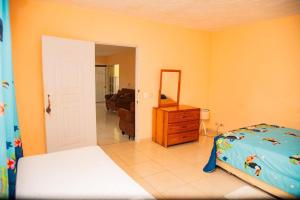 a bedroom with a bed and a dresser and a mirror at Boom Ranch in Palmarito +13 photos