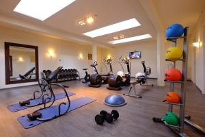a gym with pilates equipment in a room at Thermae Palace in Ostend