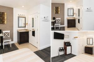 two pictures of a living room and a dining room at Bybee's Steppingstone Motel in Tropic