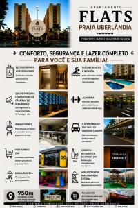 a flyer for a train station in a city at Flats Praia Uberlandia - Apt próximo ao Praia Clube - Area de lazer com Portaria 24 horas, piscina, academia, brinquedoteca, churrasqueira e áreas verdes para caminhadas in Uberlândia +79 photos
