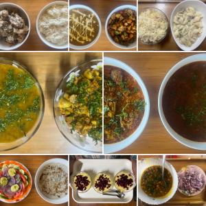 a collage of photos of different types of food at The Sayo Ratnari in Bāgi +8 photos