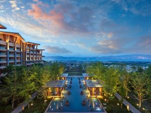 an aerial view of a building at night at Hilton Dali Resort & Spa in Dali