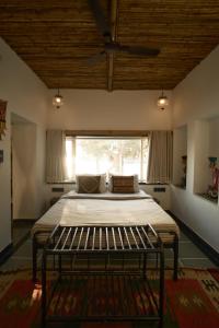 a bedroom with a bed in a room with a window at Paddy's Loft The Lake B&B in Udaipur +110 photos
