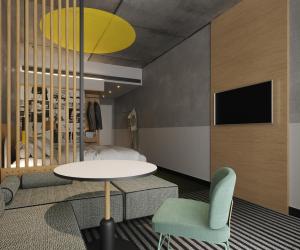 a hotel room with a table and a bed at Atura Oran Park in Gledswood Hills