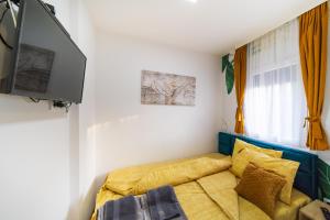 a living room with a couch and a tv at Dream Apartment in Vrnjačka Banja