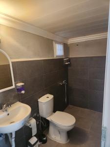 a bathroom with a toilet and a sink at Çeşme MASAL in Çeşme