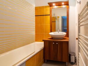 a bathroom with a sink and a mirror at Les Chalets d Ax N 303 - 2P4C in Ax-les-Thermes