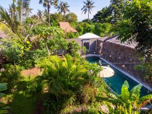 an aerial view of the pool at the villa at Flow Gili Air in Gili Islands
