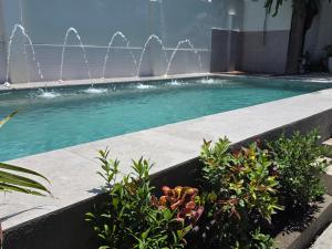a swimming pool with water fountains at Sundown Lodge in San Fernando +14 photos