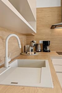 a kitchen with a white sink and a counter at Danijela Holiday Home in Labin +63 photos