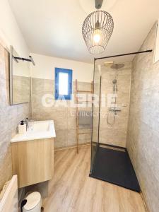 a bathroom with a shower and a sink at GC - Entre Terre Et Mer in Wissant