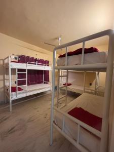 a room with two bunk beds in a room at Pravaha Hostel in Bangalore