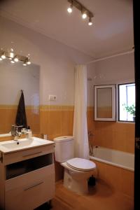 a bathroom with a toilet and a sink and a mirror at La Placita in Caudiel +19 photos