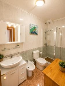 a bathroom with a sink and a toilet and a shower at Monte de Santa Pola in Gran Alacant