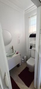 a bathroom with a sink and a toilet at Martha's House Audi in Soufrière