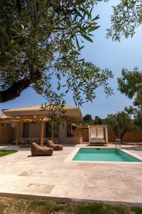 a house with a swimming pool in a yard at Terra Elea Luxury Pool Suite Aura in Nikiti