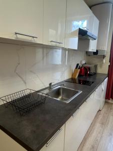 a kitchen with a sink and a counter top at Gentilly - Studio spacieux in Gentilly