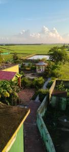 an aerial view of a garden with a house and a river at Mangrove Pitta - Bhitarkanika in Kendrāparha