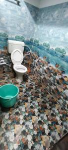a bathroom with a toilet and a painting on the floor at Mangrove Pitta - Bhitarkanika in Kendrāparha +22 photos