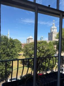 a view from a window of the city skyline at Kip 54 Monks Bar in Portsmouth