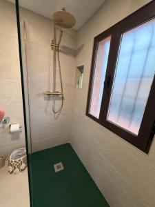 a shower with a green floor in a bathroom at Alcalá Zona Centro Duplex in Alcalá la Real