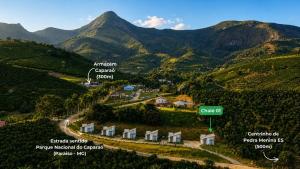 an aerial view of a valley with mountains at Chalé 1 - Vivendas do Caparaó in Pedra Menina +2 photos