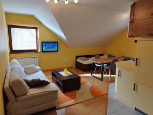 a living room with a couch and a table at Apartmani Exit in Pale