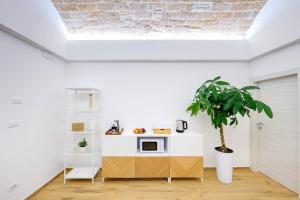 a white kitchen with a plant in a room at Domio - Residenza del Corso in Atri +36 photos