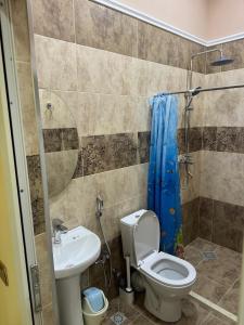 a bathroom with a toilet and a sink at Eco Otel in Quba